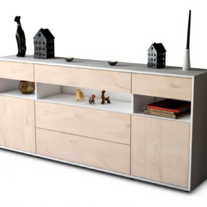 Sideboard Floria | Korpus Weiß | Front in Zeder Holz Optik | 180x79x35cm (BxHxT)