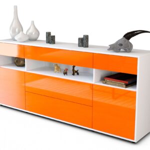 Sideboard Floria | Korpus Weiß | Front in Hochglanz Orange | 180x79x35cm (BxHxT)