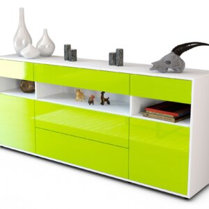 Sideboard Floria | Korpus Weiß | Front in Hochglanz Grün | 180x79x35cm (BxHxT)