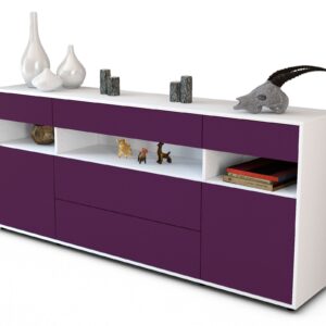 Sideboard Floria | Korpus Weiß | Front in Lila | 180x79x35cm (BxHxT)