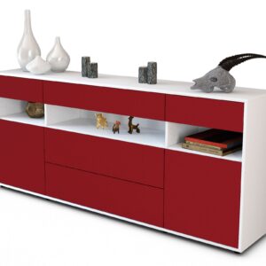 Sideboard Floria | Korpus Weiß | Front in Bordeaux | 180x79x35cm (BxHxT)