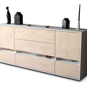 Sideboard Floriana | Korpus Weiß | Front in Zeder Holz Optik | 180x79x35cm (BxHxT)