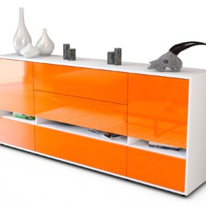 Sideboard Floriana | Korpus Weiß | Front in Hochglanz Orange | 180x79x35cm (BxHxT)
