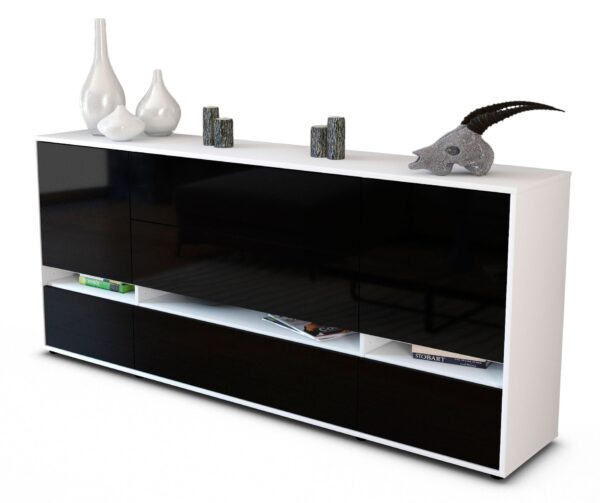 Sideboard Floriana, Schwarz (180x79x35cm)