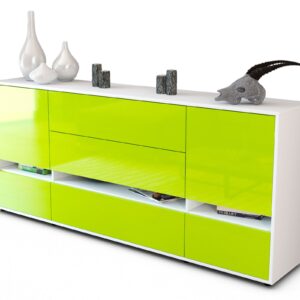 Sideboard Floriana | Korpus Weiß | Front in Hochglanz Grün | 180x79x35cm (BxHxT)