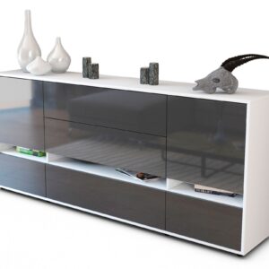 Sideboard Floriana | Korpus Weiß | Front in Hochglanz Grau | 180x79x35cm (BxHxT)