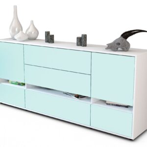 Sideboard Floriana | Korpus Weiß | Front in Mint | 180x79x35cm (BxHxT)