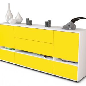 Sideboard Floriana | Korpus Weiß | Front in Gelb | 180x79x35cm (BxHxT)