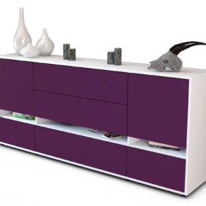 Sideboard Floriana | Korpus Weiß | Front in Lila | 180x79x35cm (BxHxT)
