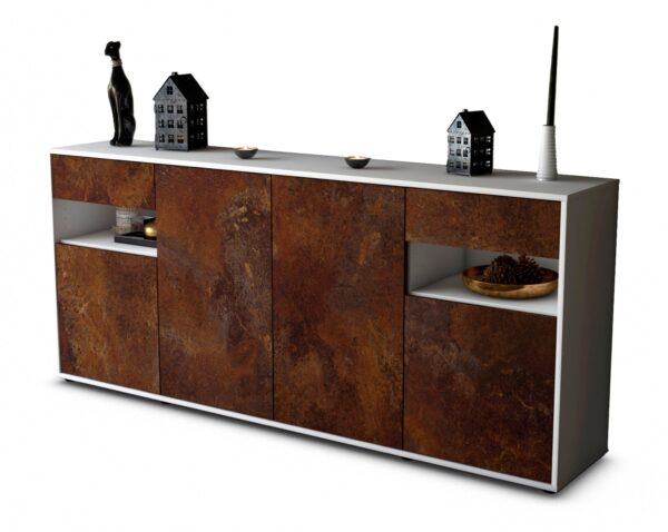 Sideboard Franca | Korpus Weiß | Front in Rost Optik | 180x79x35cm (BxHxT)