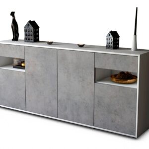 Sideboard Franca | Korpus Weiß | Front in Beton Optik | 180x79x35cm (BxHxT)
