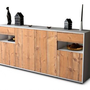 Sideboard Franca | Korpus Weiß | Front in Pinie Holz Optik | 180x79x35cm (BxHxT)