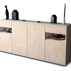 Sideboard Franca | Korpus Weiß | Front in Zeder Holz Optik | 180x79x35cm (BxHxT)