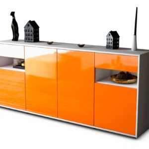 Sideboard Franca | Korpus Weiß | Front in Hochglanz Orange | 180x79x35cm (BxHxT)