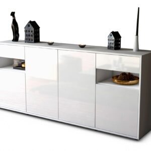 Sideboard Franca | Korpus Weiß | Front in Hochglanz Weiß | 180x79x35cm (BxHxT)