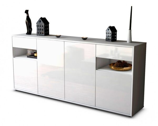 Sideboard Franca | Korpus Weiß | Front in Hochglanz Weiß | 180x79x35cm (BxHxT)
