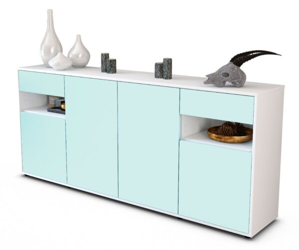 Sideboard Franca | Korpus Weiß | Front in Mint | 180x79x35cm (BxHxT)