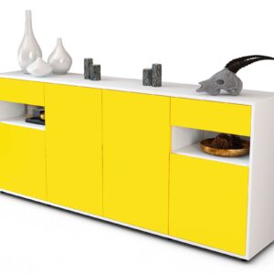 Sideboard Franca | Korpus Weiß | Front in Gelb | 180x79x35cm (BxHxT)