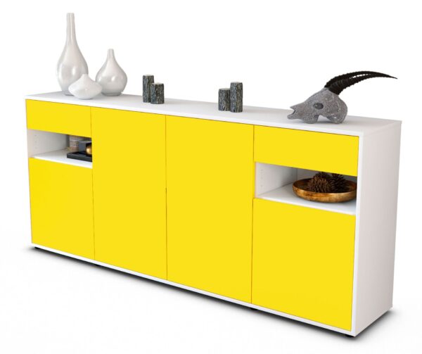 Sideboard Franca | Korpus Weiß | Front in Gelb | 180x79x35cm (BxHxT)