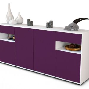 Sideboard Franca | Korpus Weiß | Front in Lila | 180x79x35cm (BxHxT)