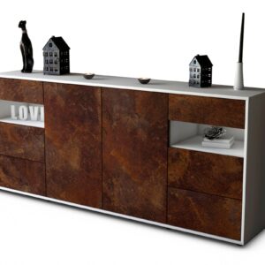 Sideboard Francesca | Korpus Weiß | Front in Rost Optik | 180x79x35cm (BxHxT)