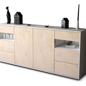 Sideboard Francesca | Korpus Weiß | Front in Zeder Holz Optik | 180x79x35cm (BxHxT)