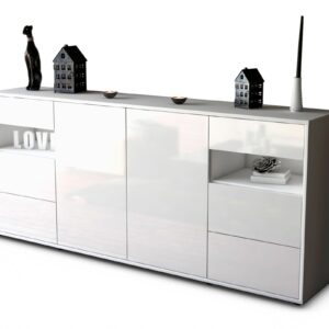 Sideboard Francesca | Korpus Weiß | Front in Hochglanz Weiß | 180x79x35cm (BxHxT)