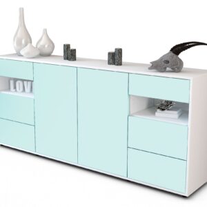 Sideboard Francesca | Korpus Weiß | Front in Mint | 180x79x35cm (BxHxT)