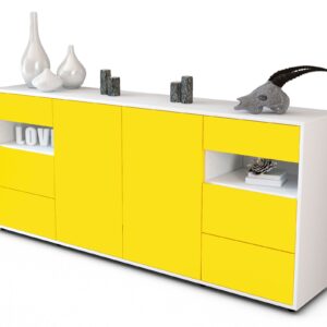 Sideboard Francesca | Korpus Weiß | Front in Gelb | 180x79x35cm (BxHxT)