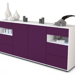 Sideboard Francesca | Korpus Weiß | Front in Lila | 180x79x35cm (BxHxT)