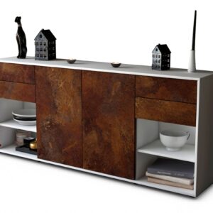 Sideboard Franka | Korpus Weiß | Front in Rost Optik | 180x79x35cm (BxHxT)