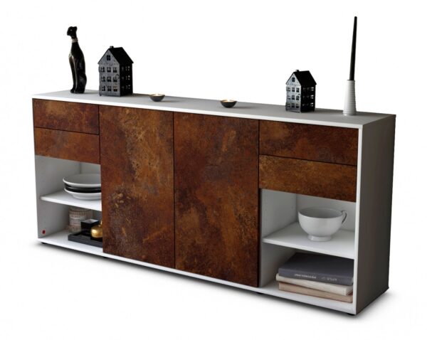 Sideboard Franka | Korpus Weiß | Front in Rost Optik | 180x79x35cm (BxHxT)