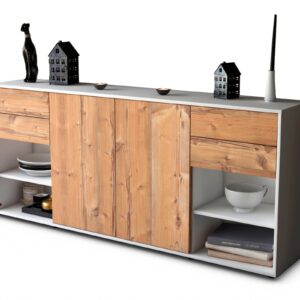 Sideboard Franka | Korpus Weiß | Front in Pinie Holz Optik | 180x79x35cm (BxHxT)