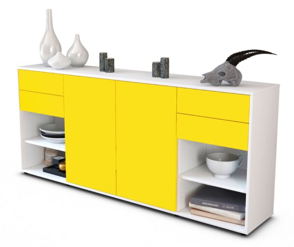 Sideboard Franka | Korpus Weiß | Front in Gelb | 180x79x35cm (BxHxT)