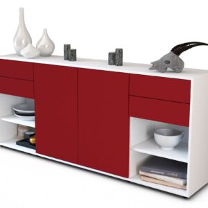 Sideboard Franka | Korpus Weiß | Front in Bordeaux | 180x79x35cm (BxHxT)