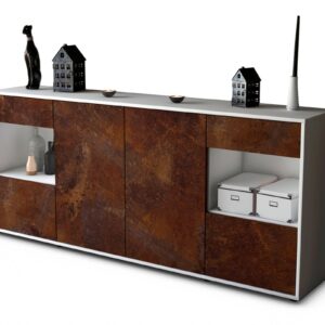 Sideboard Gabriella | Korpus Weiß | Front in Rost Optik | 180x79x35cm (BxHxT)