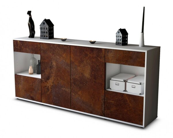 Sideboard Gabriella | Korpus Weiß | Front in Rost Optik | 180x79x35cm (BxHxT)