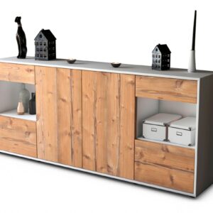 Sideboard Gabriella | Korpus Weiß | Front in Pinie Holz Optik | 180x79x35cm (BxHxT)