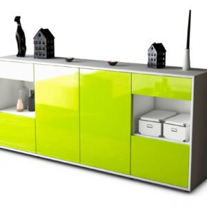 Sideboard Gabriella | Korpus Weiß | Front in Hochglanz Grün | 180x79x35cm (BxHxT)