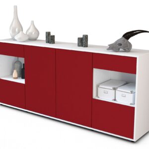 Sideboard Gabriella | Korpus Weiß | Front in Bordeaux | 180x79x35cm (BxHxT)