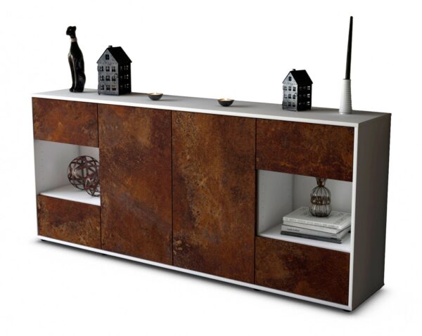 Sideboard Gaia | Korpus Weiß | Front in Rost Optik | 180x79x35cm (BxHxT)