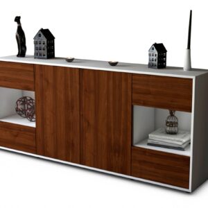 Sideboard Gaia | Korpus Weiß | Front in Walnuss Holz Optik | 180x79x35cm (BxHxT)