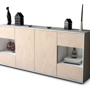 Sideboard Gaia | Korpus Weiß | Front in Zeder Holz Optik | 180x79x35cm (BxHxT)