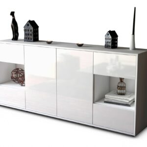Sideboard Gaia | Korpus Weiß | Front in Hochglanz Weiß | 180x79x35cm (BxHxT)