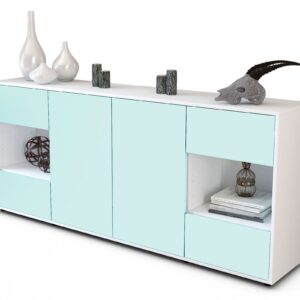 Sideboard Gaia | Korpus Weiß | Front in Mint | 180x79x35cm (BxHxT)