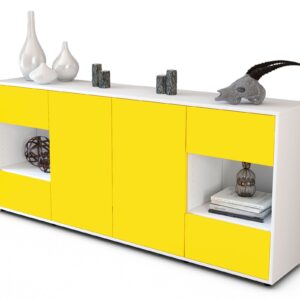 Sideboard Gaia | Korpus Weiß | Front in Gelb | 180x79x35cm (BxHxT)