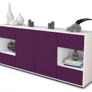 Sideboard Gaia | Korpus Weiß | Front in Lila | 180x79x35cm (BxHxT)