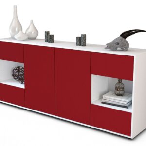 Sideboard Gaia | Korpus Weiß | Front in Bordeaux | 180x79x35cm (BxHxT)