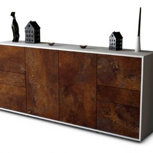 Sideboard Gemma | Korpus Weiß | Front in Rost Optik | 180x79x35cm (BxHxT)
