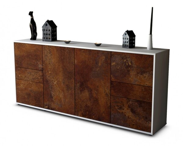 Sideboard Gemma | Korpus Weiß | Front in Rost Optik | 180x79x35cm (BxHxT)
